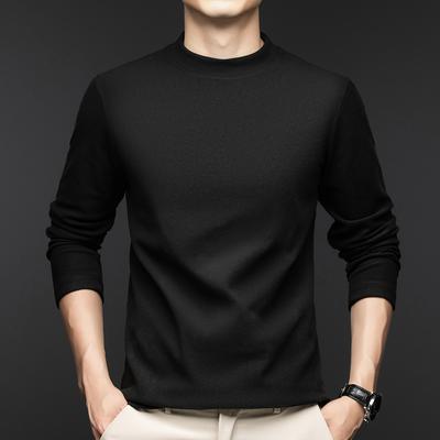 Autumn and Winter Micro-elastic German Velvet Semi-turtleneck Youth Round Neck Light Luxury Casual Non-ironing Long-sleeved Bottoming Shirt