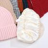 Winter Silk Satin Lined Beanie Hats Women Men Unisex Thick Chunky Cap Striped Warm Soft High Quality Cashmere Knitted Beanie Hat