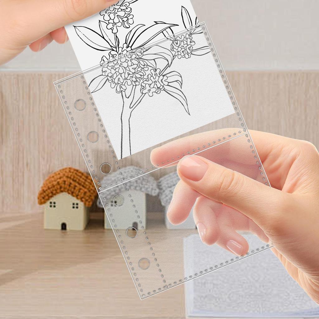 A7 6-Ring Clear Binder Refills 10Pcs Clear Plastic Folder Bags Transparent Sheet Loose Leaf Filling Protectors Sheet Protectors