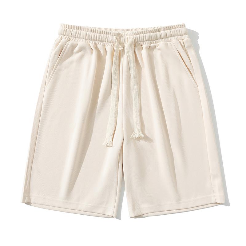 Men's Summer New Solid Color Straight Short Shorts Knitted New Oxygen Cloth Loose Thick Drawstring Capris for Men