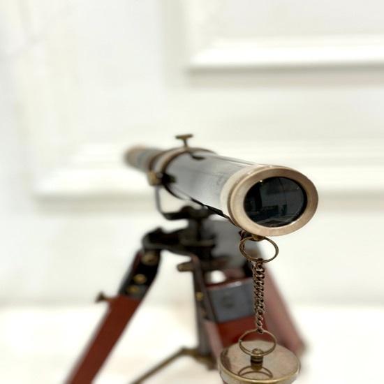 38.1 Cm Handmade Decorative Brass Telescope with Wood Tripod Stand Royal Spyglass Home, Office Table Decor for Gifting Anniversary
