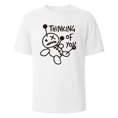 Herren Bedrucktes T-Shirt Thinking Of You Streetwear 100% Baumwolle Oberteile Für Männer Frauen Sommer Atmungsaktiv Kurzärmelig O-Ausschnitt Basic T-Shirts
