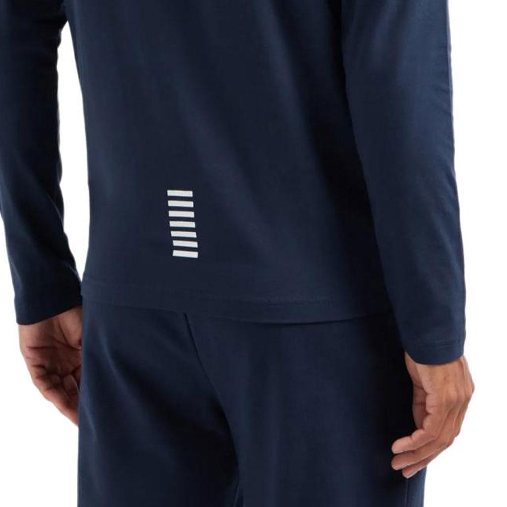 Emporio Armani EA7 SS24 Logo Letter Print Slim Fit Long Sleeve T-Shirt Men Tops Navy-Blue 8NPT28-PJVQZ-0562