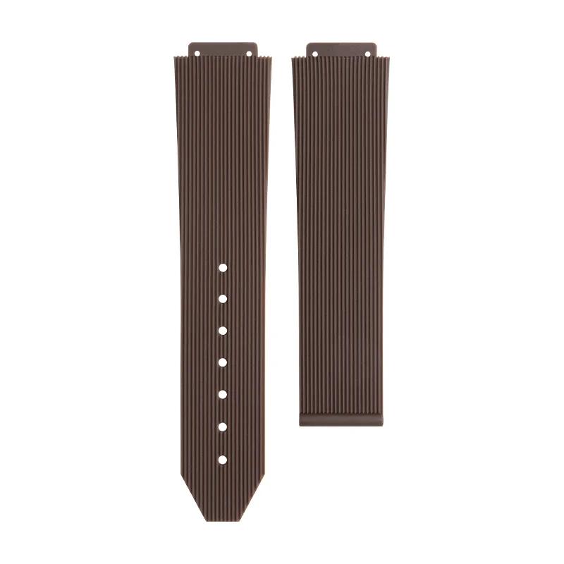 

21x15mm Watchband Accessories For HUBLOT Strap Waterproof Female Soft Rubber Watchband Multi-color convex Fold Buckle 21x15mm&Without Buckle коричневий