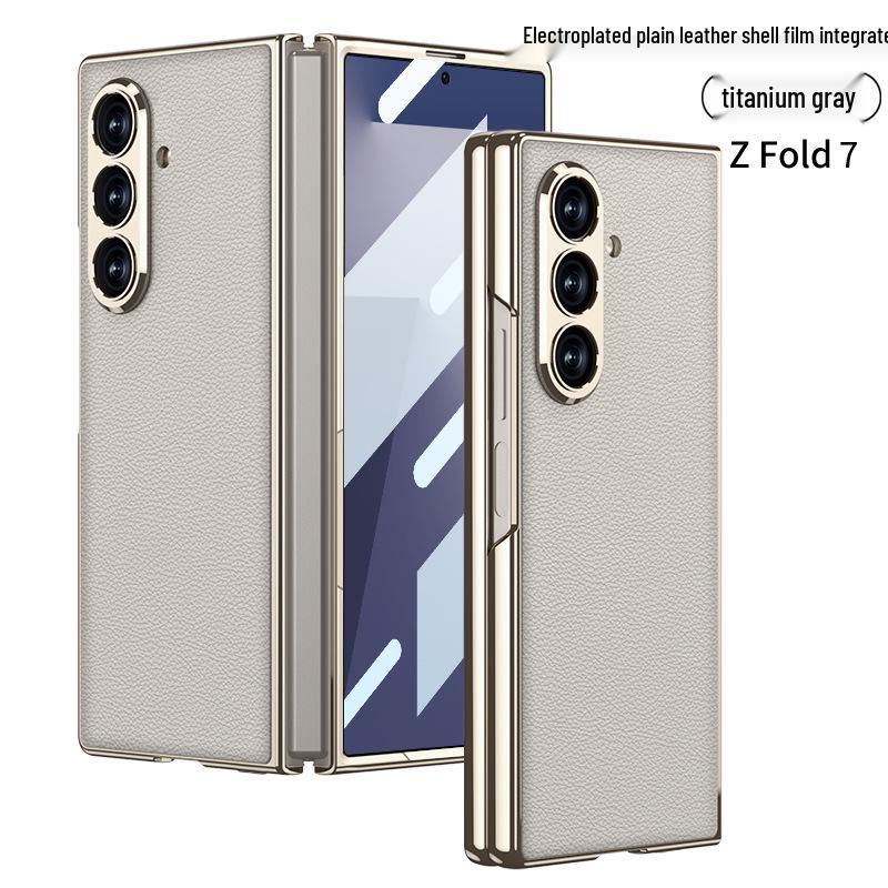 Solid Color Electroplated Leather Case for Samsung Z Fold7
