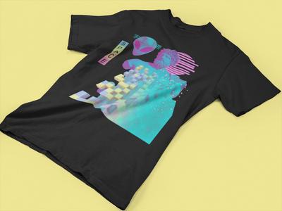 Vaporwave Alien T-shirt, Retro 90s Aesthetic