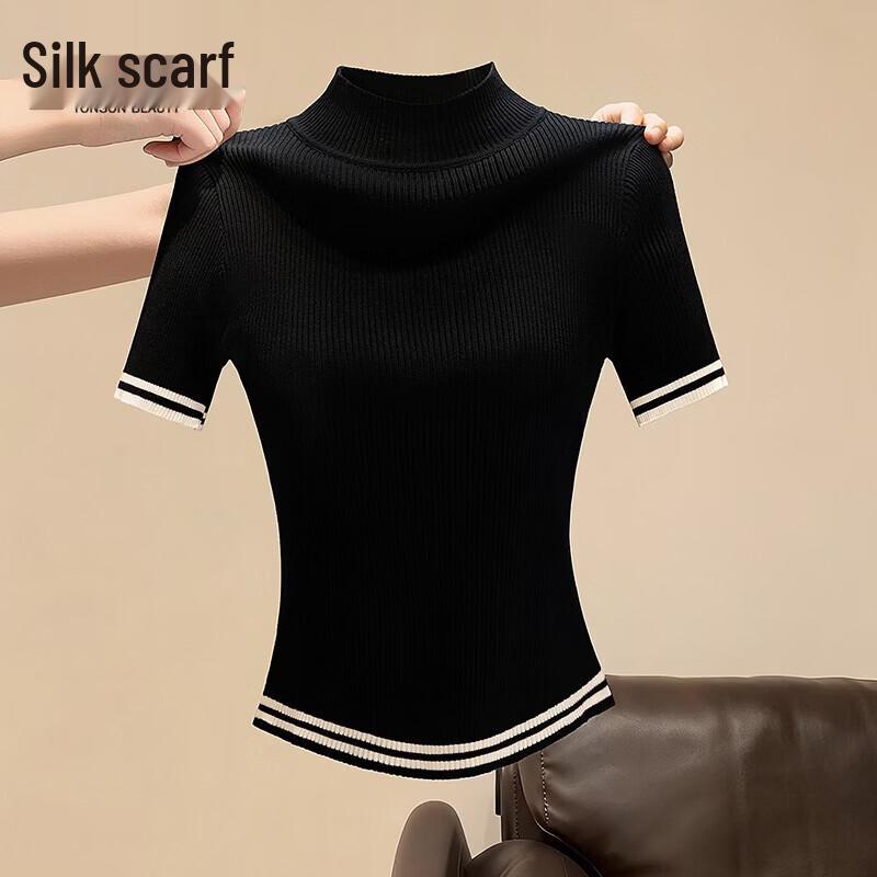

Women s Slim Fit Color Block Knitted Pullover T-Shirt One Size