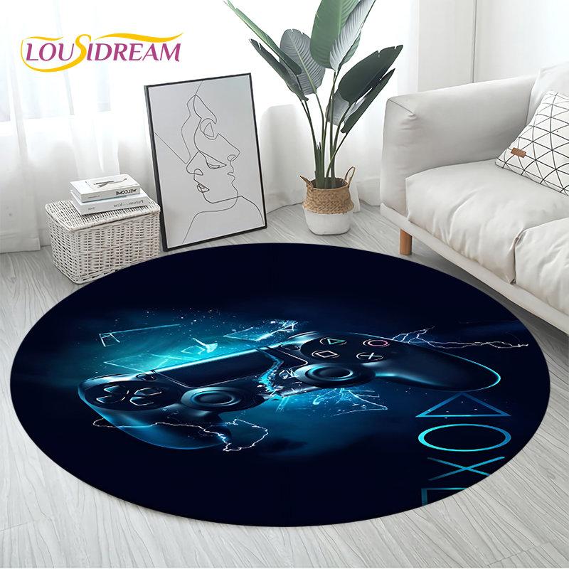 3D Cartoon Gamer Game Controller Area Rug Large,Round Carpet Rug for Living Room Bedroom Sofa Decor,Kid Play Non-slip Floor Mat
