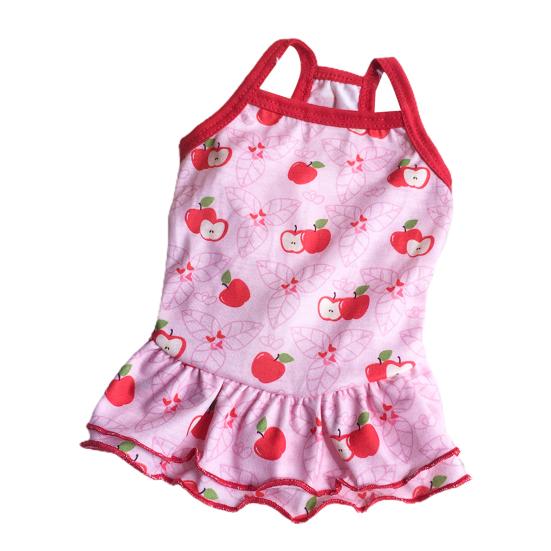 

Платье для питомца с вишневым узором, клетчатым принтом и фруктовой поверхностью, летняя двухногая одежда для питомца, щадящая кожу M розовый