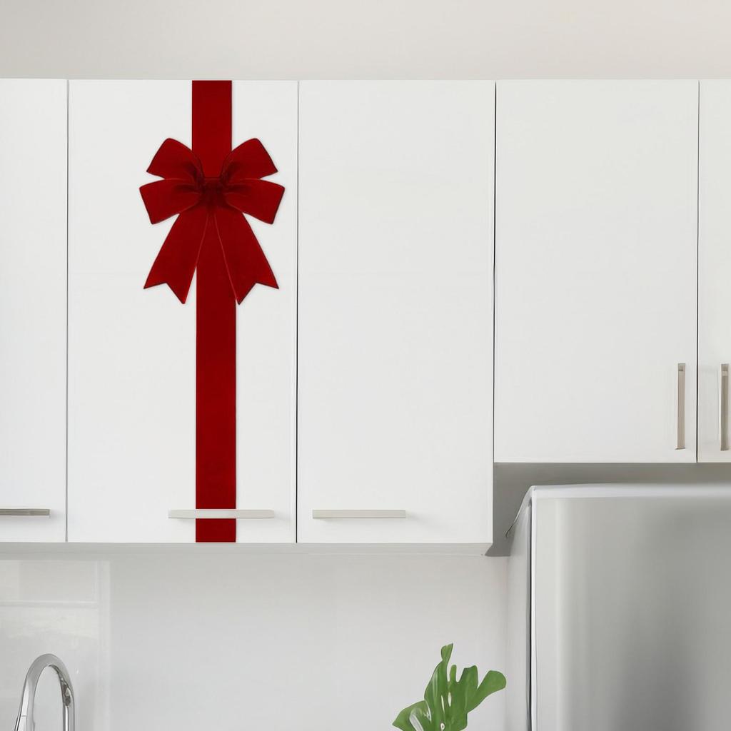 Christmas Cabinet Bow Festive Ribbon Prop Door Bow Festival Decoration for Housewarming Fireplace Celebration Window Stage