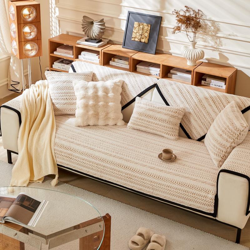 

Sofa Cushion New Thickened Plush Seat Cushion Autumn And Winter Simple High-End Non-Slip Leather Sofa Cover Cover Cloth 70*70cm