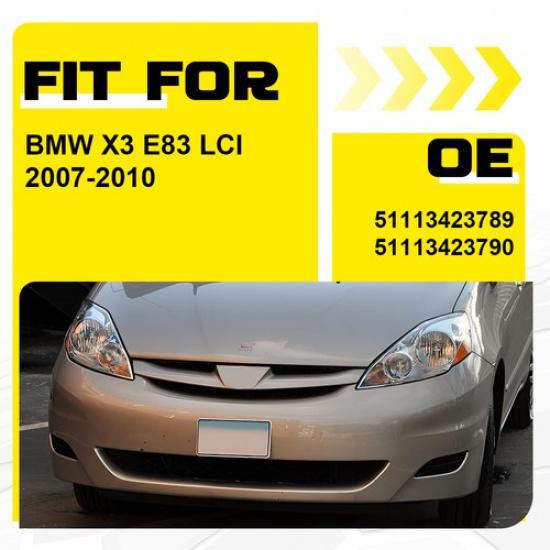 Fit BMW E83 X3 LCI 07-10 Front Fog Light Lamp Cover Ring Black Trim Grill LR 2PC