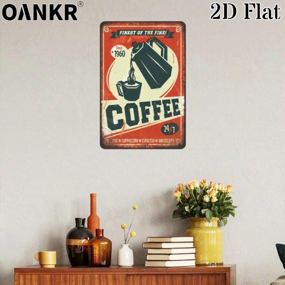 Vintage Coffee Art Metal Tin Sign 12x8 Inch, Finest Coffee Plaque, Retro Cafe Wall Decor for Home Bar Garage Man Cave