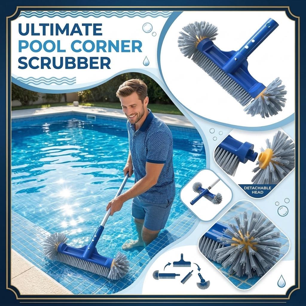 Swimming Pool Cleaning Brush With Detachable Ball Brush, Specially Designed Pool Brush Back, Universal Handle.