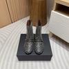 Women's Black Leather Diamond studded Romantic and Fashionable Ballet Style Flat Boots Short Boots