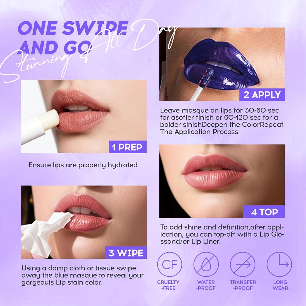 Magic Lip Mask Lip Glaze + Lip Brush | Long-lasting, Waterproof, Anti-smudge Lip Glaze, Plant Moisturizing Formula, Matte Lipstick