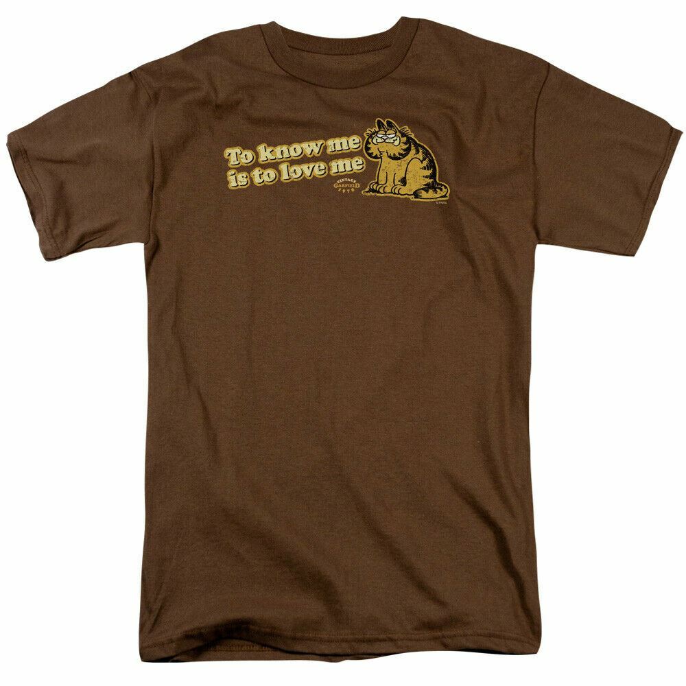 Garfield To Know Me Is To Love Me T Shirt Mens Licensed Cat Comic Tee Coffee XL