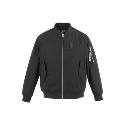 Einfarbige Baumwolljacke mit Reißverschlusskragen für Herren Jacken Schwarz A21XS-001