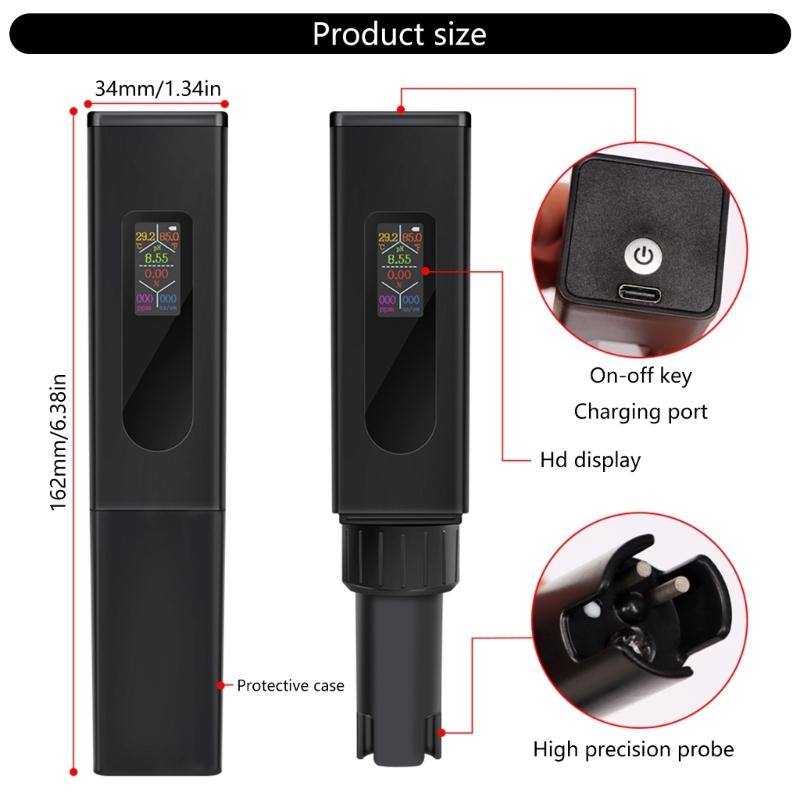 Multifunction Water Test Tool    Salinity Temperature Meter LCD Display Water Analysis Tool for Lab & Shower