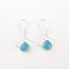 Blue Cat's Eye Gemstone 925 Stamped Silver Jewelry Handmade Hook Earrings 1.50" EE-2-43
