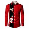 Funny Santa Claus Christmas Holiday Long Sleeve Shirt For Men Clothes Family Party Fun Casual Button Shirts Xmas Fashion