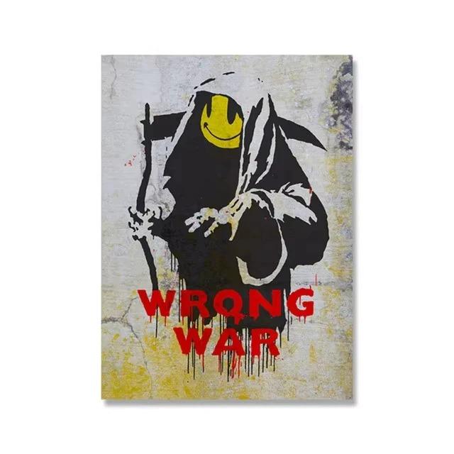 Graffiti Artwork Canvas Painting Prints Wall Art Pictures Girl with Red Balloon Black White Posters Nordic Home Decor