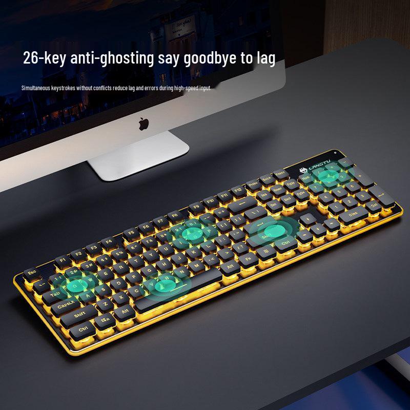 Langtu Silent Wired Mechanical Keyboard and Mouse Set for Office Use - Men & Women