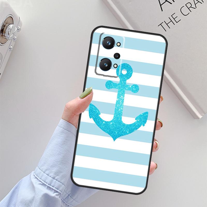 Stripes Anchor Boat Ship For Realme C67 C61 C75 C55 C53 C51 C21Y C25S GT 6 6T 5 GT7 Pro 10 11 12 13 14 Pro Plus Case