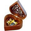 FnLy Antique Engraved Wooden Wind-Up Musical Box,Love Story Musical Box,with Gold-Plating Movement in,Heart-Shaped