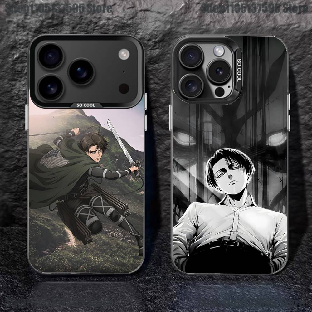 Levi Ackerman Attack On Titan Phone Case For iPhone 17,16,15,14,13,12,11,Pro,XS,Max,Plus,Mini,SE4,E Black Matte Shockproof Cover