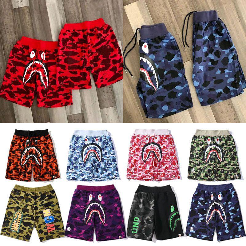 Bereit Camouflage Hai Kopf Bedruckte Baumwollshorts Für Herren Jugendmode**