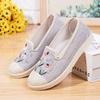 Women's Low-Top Slip On Canvas Loafers With Embroideries Fashion Lightweight Casual Canvas Flats Shoes for Women Comfortable Breathable Walking Shoes