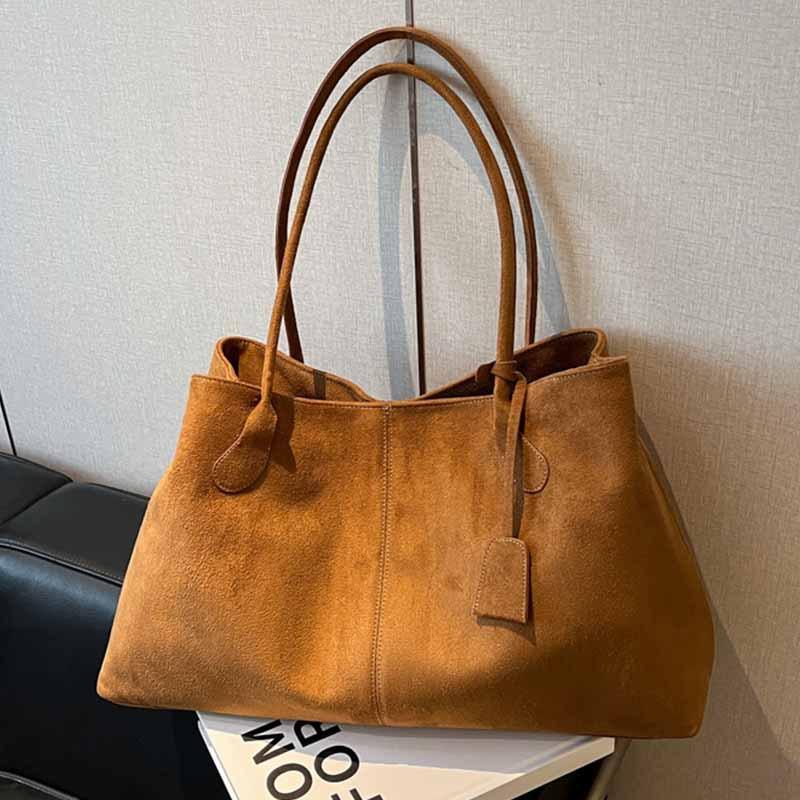 Suede retro large-capacity tote bag women's 2025 autumn/winter new high-end fashion commuter armpit shoulder bag