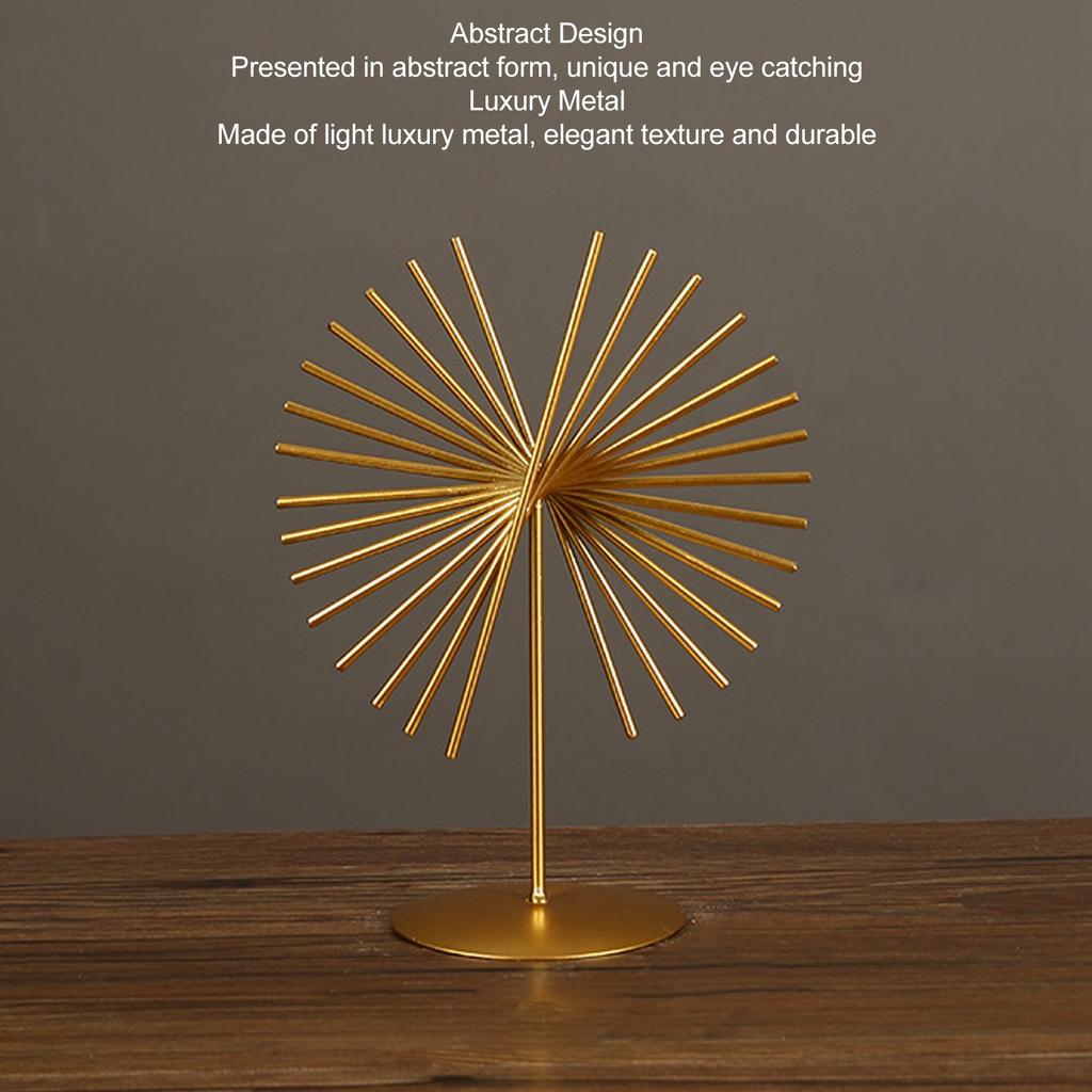 Abstract Ornament Light Luxury Metal Geometric Lines Sculpture Decoration with Base for Home Livingroom Office Abstract Ornament