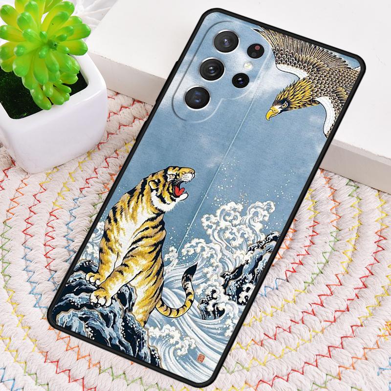 Japanese Tiger pattern Silicone Phone Case For Samsung Galaxy note 10 pro S26 S25 S24 S23 S22 S21 Plus S25Ultra Capa Cover