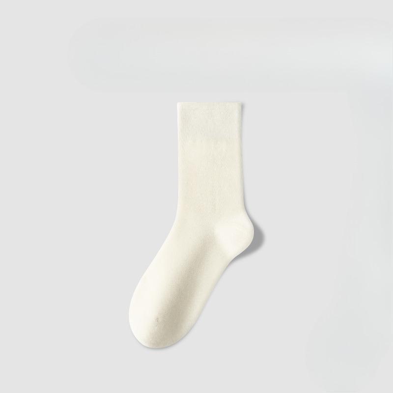 

Женские модные весенне-осенние новые бесшовные хлопковые носки с высоким ворсом 1 pair молочный белый
