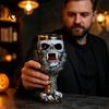Retro Resin Drinking Chalice Horrible Stainless Steel Skull Goblet, Skeletal Wine Gothic Goblet Cocktail Glasses, Vintage Whiskey Cup for Halloween