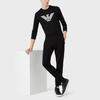 Emporio Armani FW21 Color Block Logo Letter Print Round Neck Long Sleeve T-Shirt Men Tops Black 8N1TN8-1JPZZ-0022