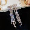 European and American Silver Needle Diamond-encrusted Round Fringed Stud Earrings French Light Luxury Earrings Niche Design Earrings
