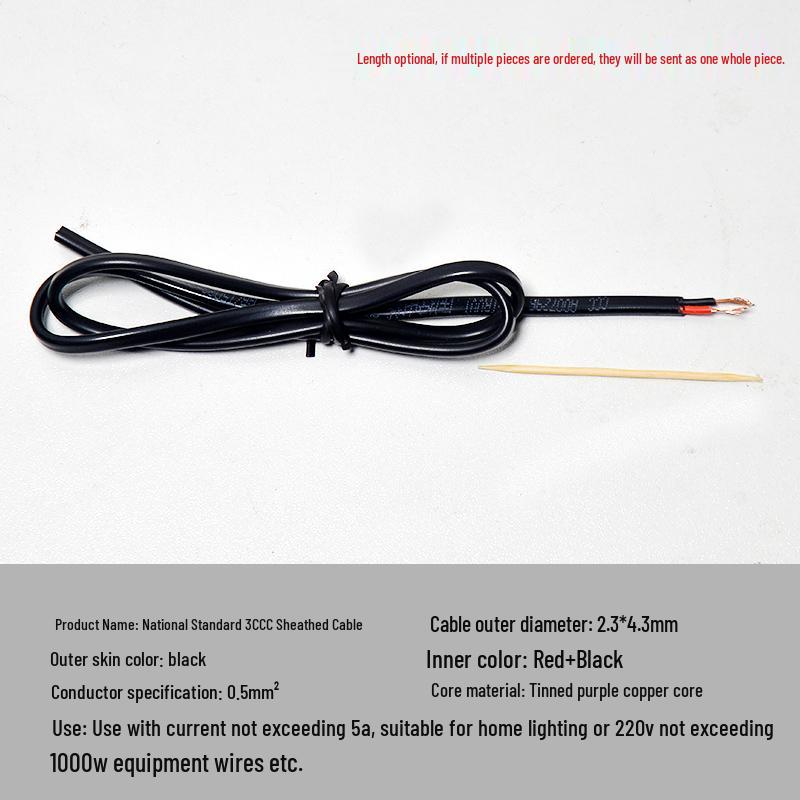 Handmade DIY 1mm Copper Core Wire Toy - Red/Black DC Circuit Leads