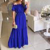 Women's One-Shoulder Short-Sleeve Long Spring Dress
