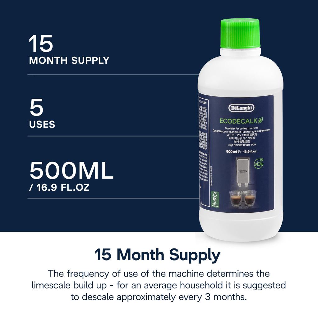 [Genuine Japanese Product] DeLonghi Coffee Machine Deliming Agent 500ml X 1 Bottle DLSC500 White 5513296041