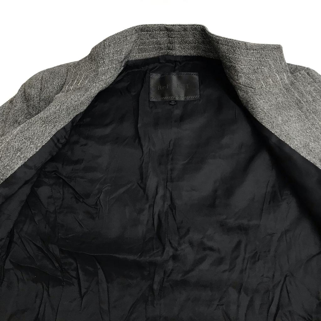 Made in Japan Reflect Skirt Suit Set 40 L Women Knee-Length Mao Collar Gray Fully Lined(USED)