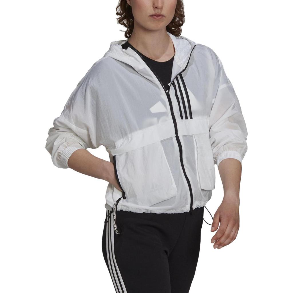 adidas Gestreept Sportjack met Capuchon Casual Damesjas Wit H40963
