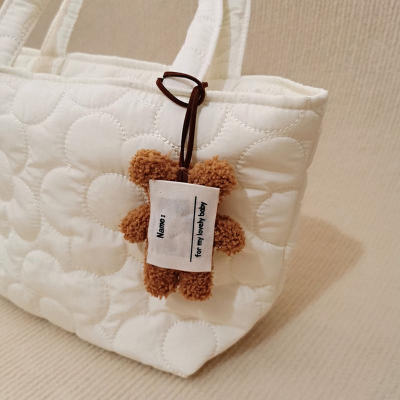 Niedlicher Bär Plüschtier Namensaufkleber Anhänger Cartoon Stoffpuppe Schlüsselanhänger Schlüsselanhänger Taschenanhänger Kinder Anti-Verloren Namensschild Geschenke