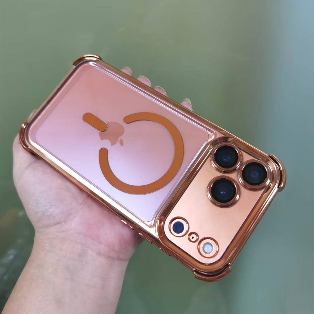 New Plating Transparent Shockproof Magnetic Phone Case For iPhone 17 17 Air 17Pro 17 Pro Max For Magsafe Wireless Charge Cover