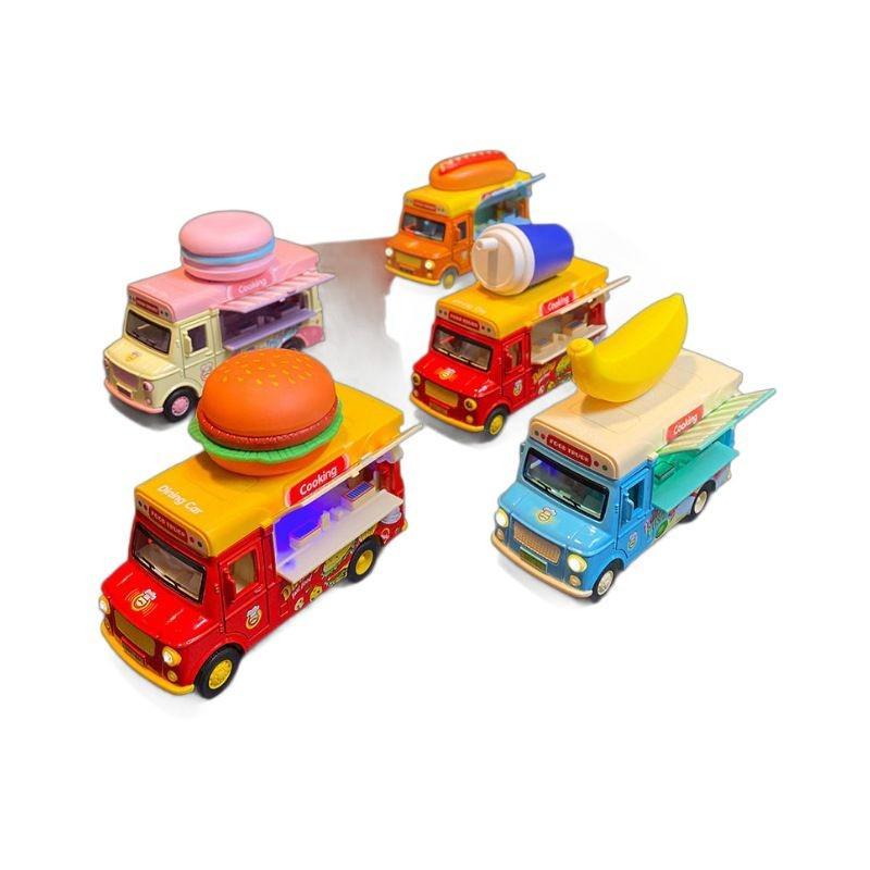 Children's Pull-Back Alloy Toy Bus with Ice Cream, Popsicle, Hamburger, & Kitchen Music