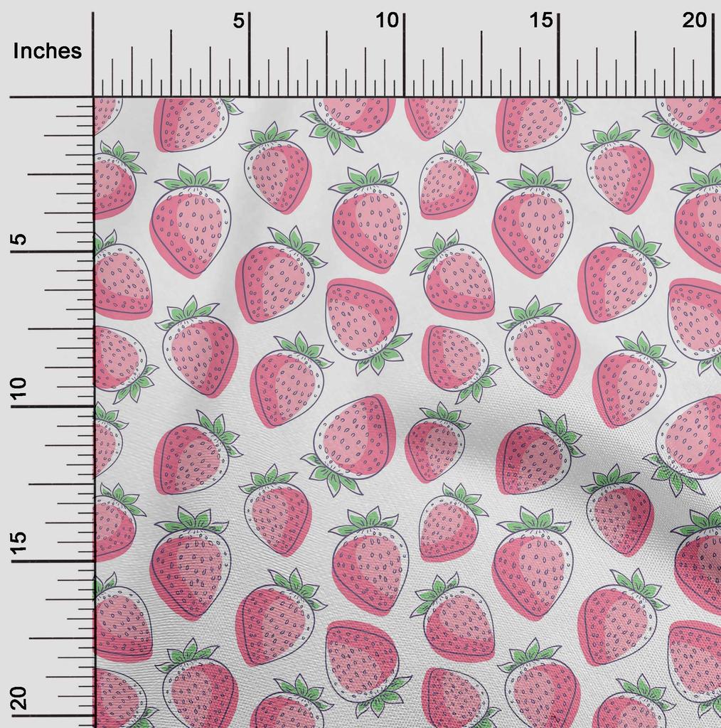 oneOone Cotton Flex Aqua Blue Fabric Strawberry Fruit Sewing Craft Projects Fabric Prints By Yard 40 Inch