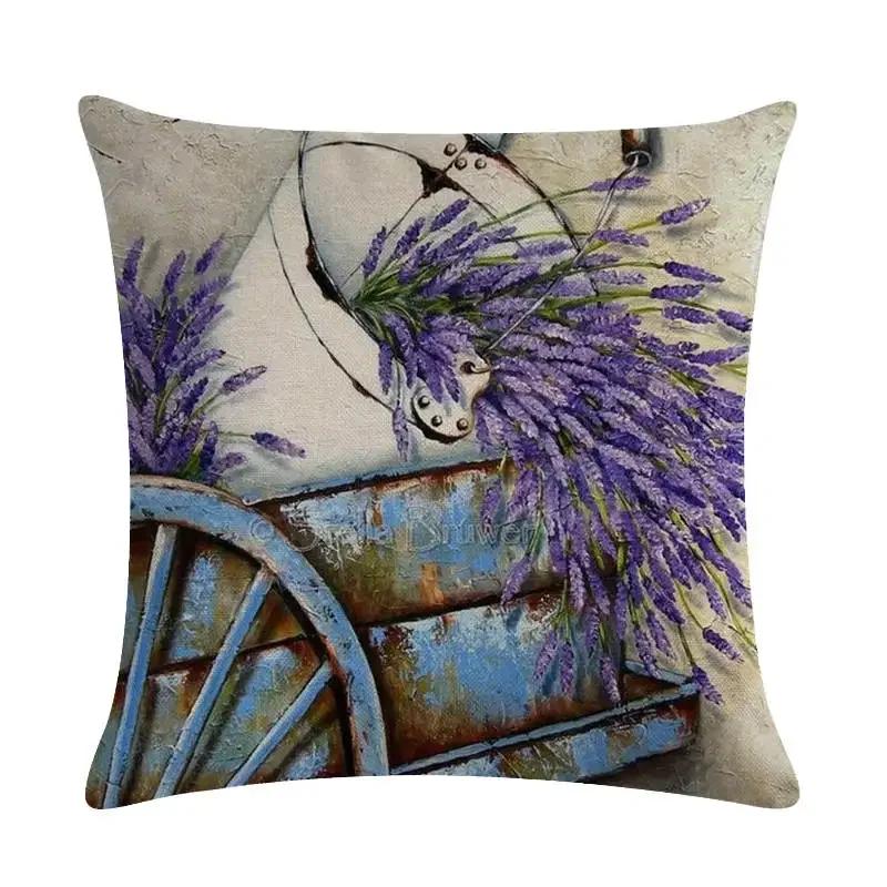 45X45Cm Decorative Throw Pillows Case Purple Lavender Flower Pillowcase Decorations Home Navidad Decor Flower Floral Decor