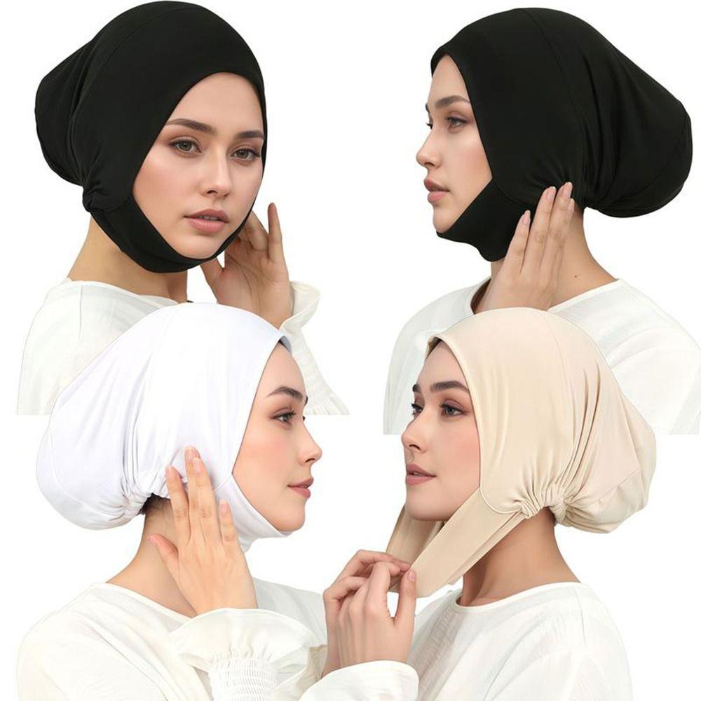 New Elastic Instant Hijab Tube Ready To Wear Ear Hole Undercap Tudung Plain Jersey Cotton Instant Turbans for Women